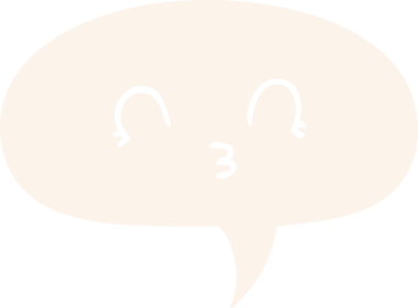 Bir insan tarafından çizilmiş eski usul konuşma baloncuklu mutlu çizgi film yüzü