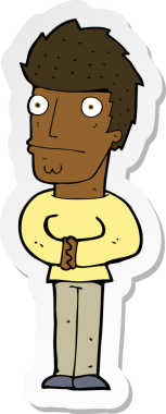 Bir insan tarafından çizilmiş endişeli bir karikatür çıkartması.