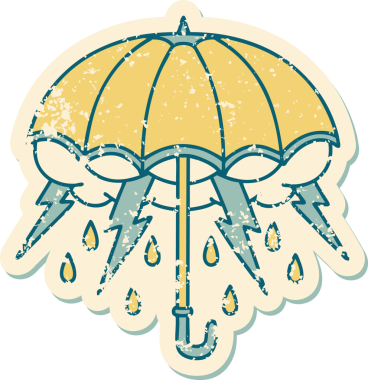 Bir insan tarafından çizilmiş sembolik dövmeli bir şemsiye.