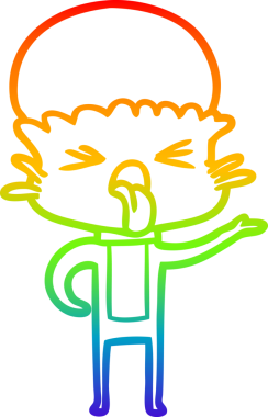 Gökkuşağı gradyan çizimi. Bir insan tarafından çizilmiş iğrenç bir çizgi film uzaylısı.