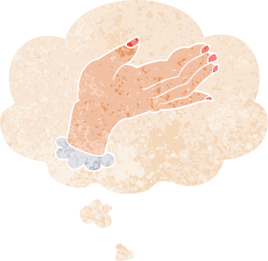 Düşünce baloncuğu ve grunge ile çizgi film el bir insan tarafından çizilmiş sıkıntılı retro dokuma tarzı