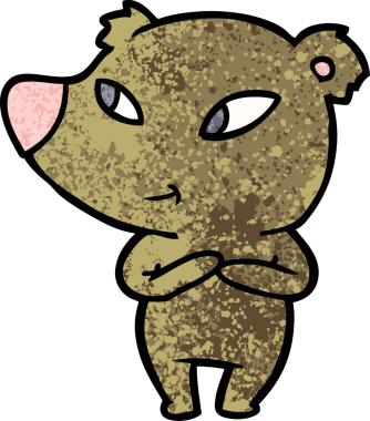 Bir insan tarafından çizilmiş sevimli çizgi film ayısı.