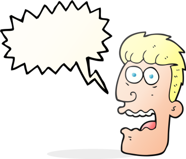 Serbest konuşma balonu karikatürü bir insan tarafından çizilmiş adamı şok etti.