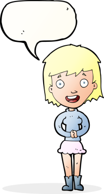 Bir insan tarafından çizilmiş konuşma balonu olan heyecanlı bir karikatür.