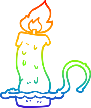 gökkuşağı gradyan çizgi çizimi bir insan tarafından çizilmiş yanan mum