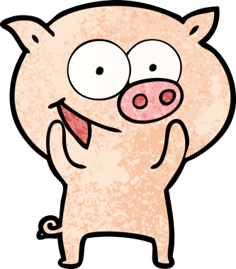 Bir insan tarafından çizilmiş neşeli domuz çizgi filmi.