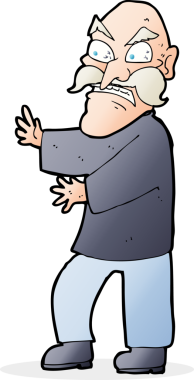 Bir insan tarafından çizilmiş kızgın yaşlı bir adam.