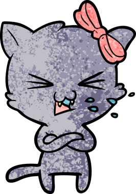 Bir insan tarafından çizilmiş çizgi film kedisi.