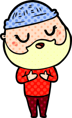 Bir insan tarafından çizilmiş sakallı bir çizgi film adamı.