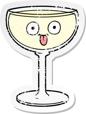 Bir insan tarafından çizilmiş karikatür şarap etiketi.