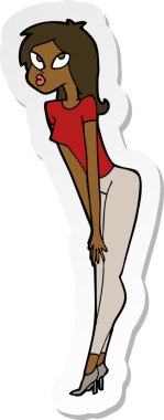 Bir insan tarafından çizilmiş çekici bir kızın çıkartması.