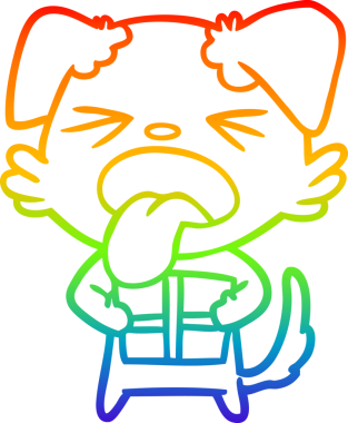 Gökkuşağı gradyan çizgi çizimi Bir insan tarafından çizilmiş bir çizgi köpek noel hediyesi