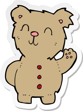 Bir insan tarafından çizilmiş oyuncak ayının çıkartması.