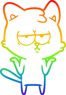 gökkuşağı gradyan çizimi bir insan tarafından çizilmiş sıkılmış çizgi film kedisi