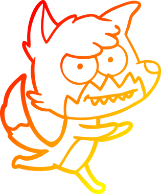 Bir insan tarafından çizilmiş sırıtan bir tilkinin sıcak çizgi çizimi