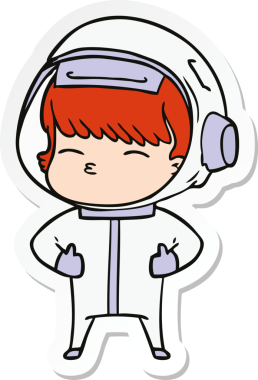 Bir insan tarafından çizilmiş meraklı bir astronotun çıkartması.