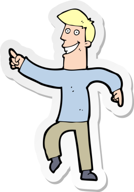 Bir insan tarafından çizilmiş sırıtan bir karikatür çıkartması.