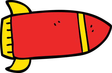 Bir insan tarafından çizilmiş kırmızı roket.