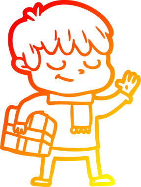 Bir insan tarafından çizilen mutlu bir çocuğun sıcak çizgi çizimi.