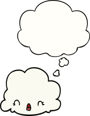 Bir insan tarafından çizilmiş düşünce baloncuklu çizgi film bulutu