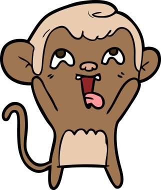 Bir insan tarafından çizilmiş çılgın çizgi film maymunu