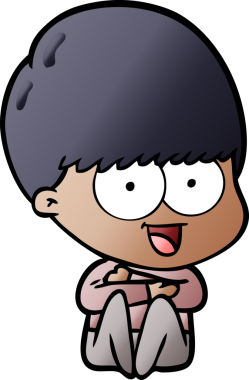 Bir insan tarafından çizilmiş mutlu çizgi film çocuğu.