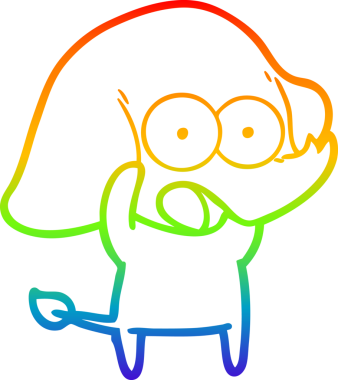 Gökkuşağı gradyan çizgisi bir insan tarafından çizilmiş şirin bir fil çizimi