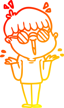 Bir insan tarafından çizilmiş gözlük takan çizgi film çocuğu çizimi.