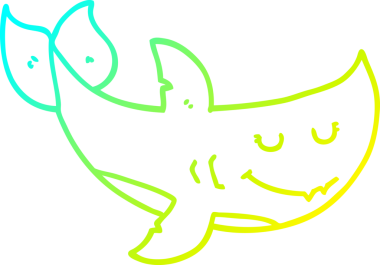 Bir insan tarafından çizilmiş bir karikatür köpek balığı çizimi.