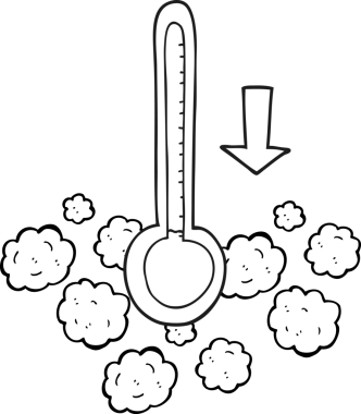 Bir insan tarafından çizilen serbest çizim siyah beyaz çizgi film düşüş sıcaklığı