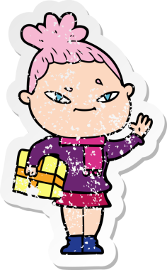 Bir insan tarafından çizilmiş karikatür bir kadının sıkıntılı çıkartması.