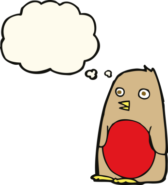 Bir insan tarafından çizilmiş düşünce balonlu çizgi robin.