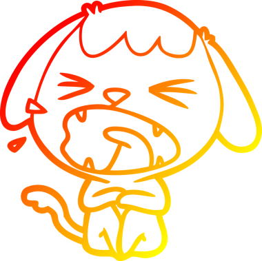 Bir insan tarafından çizilmiş sevimli bir köpeğin sıcak çizgi çizgisi.