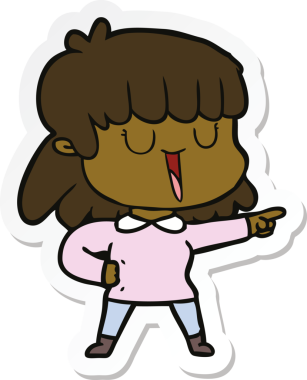 Bir insan tarafından çizilmiş bir karikatür kadının çıkartması.