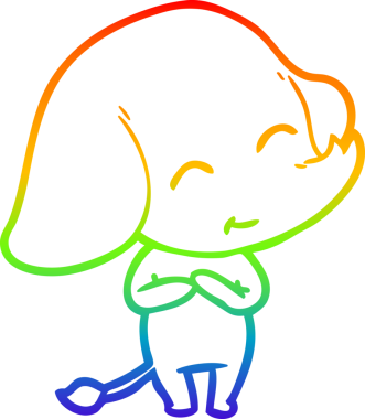 Gökkuşağı gradyan çizgisi bir insan tarafından çizilmiş şirin bir fil çizimi