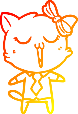 Bir insan tarafından çizilmiş çizgi film kedisinin sıcak çizgi çizimi