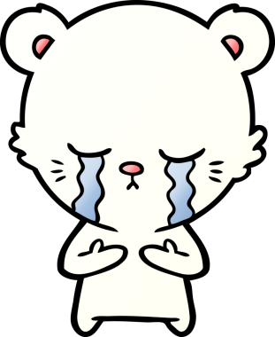 Bir insan tarafından çizilmiş üzgün küçük kutup ayısı çizgi filmi.