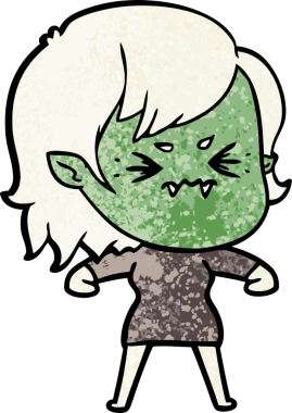 Bir insan tarafından çizilmiş kızgın vampir kız.