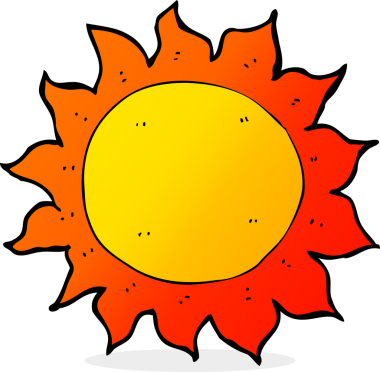 Bir insan tarafından çizilmiş çizgi film güneşi.