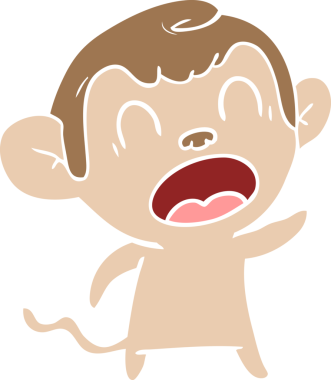 Bir insan tarafından çizilmiş düz renkli çizgi film maymunu