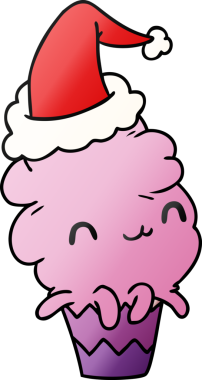 Bir insan tarafından çizilmiş Kawaii kekinin el çizimi gradyan karikatürü.