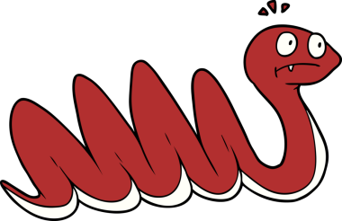 Bir insan tarafından çizilmiş çizgi film yılanı.