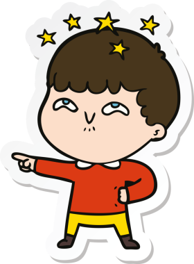 Bir insan tarafından çizilmiş bir karikatür çıkartması.