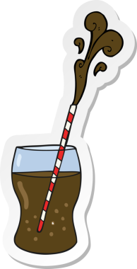 Bir insan tarafından çizilmiş gazlı içecek çıkartması.