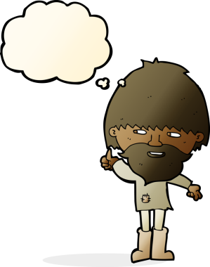 Bir insan tarafından çizilmiş düşünce baloncuklu Wellington çizmeli hippi adam.