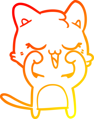 Bir insan tarafından çizilmiş çizgi film kedisinin sıcak çizgi çizimi