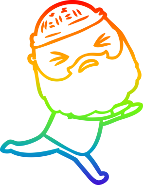 Bir insan tarafından çizilmiş sakallı bir karikatür çizimi.