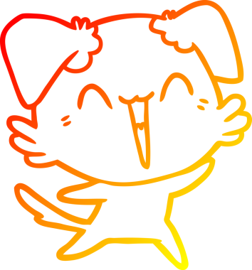 Bir insan tarafından çizilmiş mutlu, küçük bir köpek çizgi filmi.