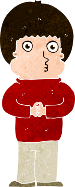 bir insan tarafından çizilmiş utangaç bir çocuk.