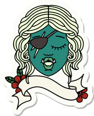 Bir insan tarafından çizilmiş bir Ork haydut karakterinin çıkartması